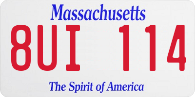 MA license plate 8UI114