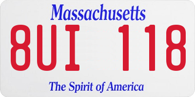 MA license plate 8UI118
