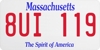 MA license plate 8UI119