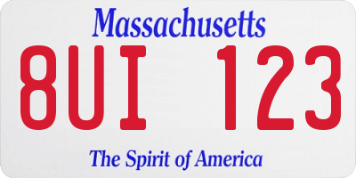 MA license plate 8UI123