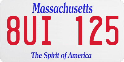 MA license plate 8UI125