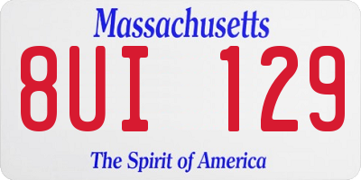 MA license plate 8UI129