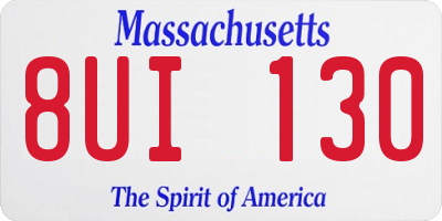 MA license plate 8UI130
