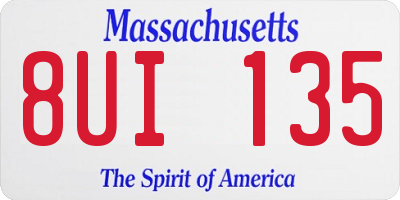 MA license plate 8UI135
