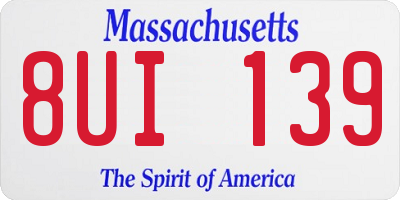 MA license plate 8UI139