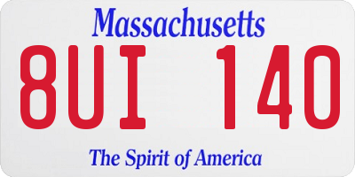 MA license plate 8UI140