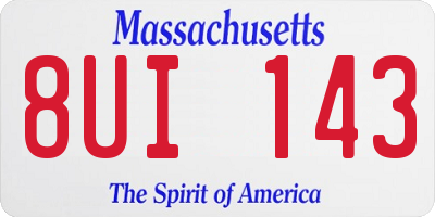 MA license plate 8UI143