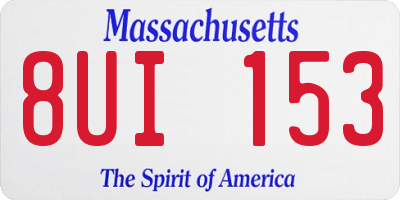 MA license plate 8UI153