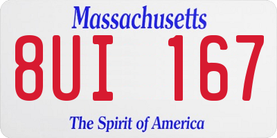 MA license plate 8UI167