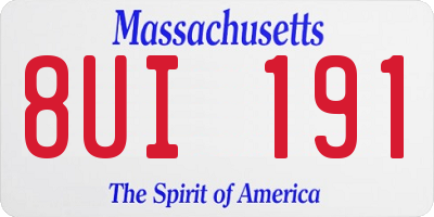 MA license plate 8UI191