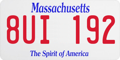 MA license plate 8UI192