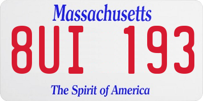 MA license plate 8UI193