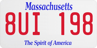 MA license plate 8UI198