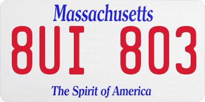 MA license plate 8UI803