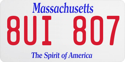 MA license plate 8UI807