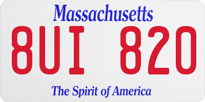 MA license plate 8UI820