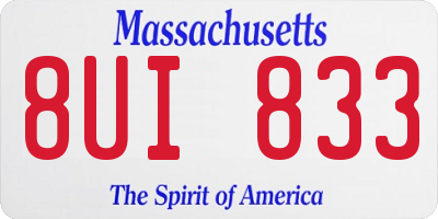 MA license plate 8UI833