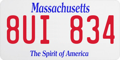 MA license plate 8UI834