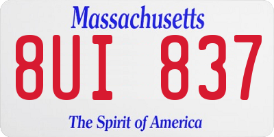 MA license plate 8UI837