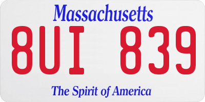 MA license plate 8UI839