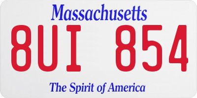 MA license plate 8UI854