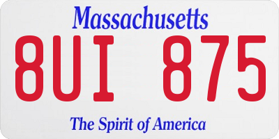 MA license plate 8UI875
