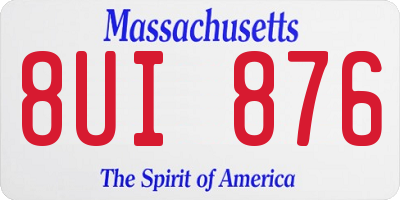MA license plate 8UI876