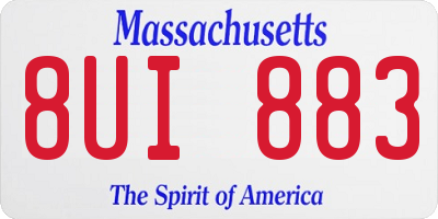 MA license plate 8UI883