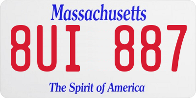 MA license plate 8UI887