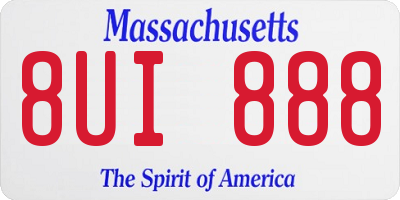 MA license plate 8UI888