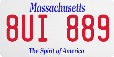 MA license plate 8UI889