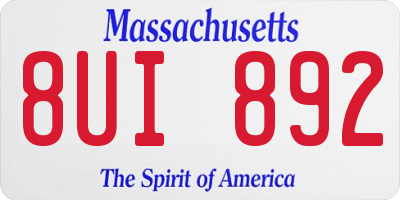 MA license plate 8UI892