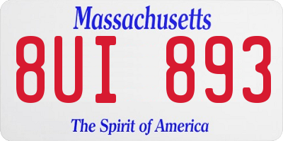 MA license plate 8UI893