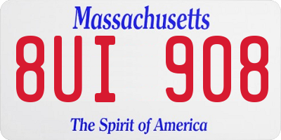 MA license plate 8UI908
