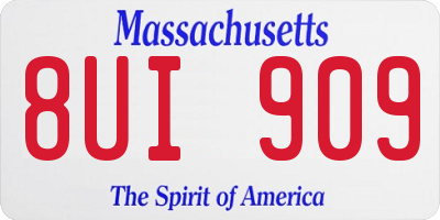 MA license plate 8UI909