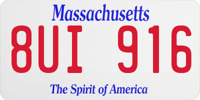 MA license plate 8UI916