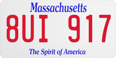 MA license plate 8UI917