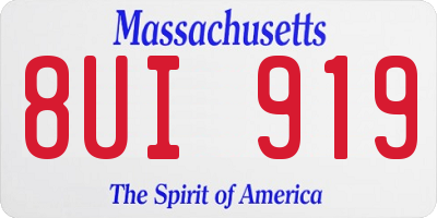 MA license plate 8UI919