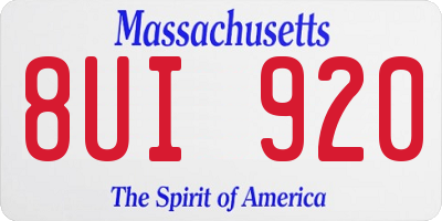 MA license plate 8UI920