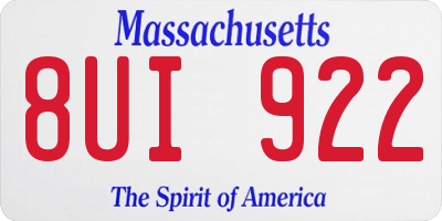 MA license plate 8UI922