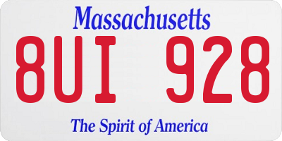 MA license plate 8UI928