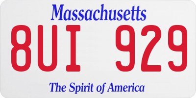 MA license plate 8UI929
