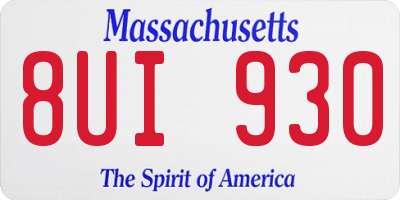 MA license plate 8UI930