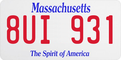 MA license plate 8UI931