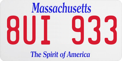 MA license plate 8UI933