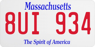 MA license plate 8UI934