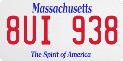 MA license plate 8UI938