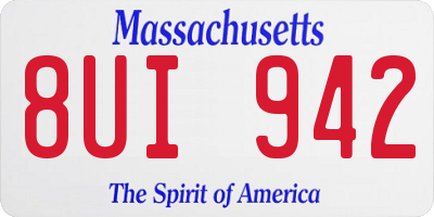 MA license plate 8UI942