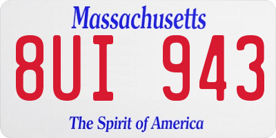 MA license plate 8UI943