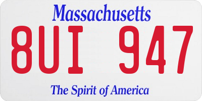 MA license plate 8UI947